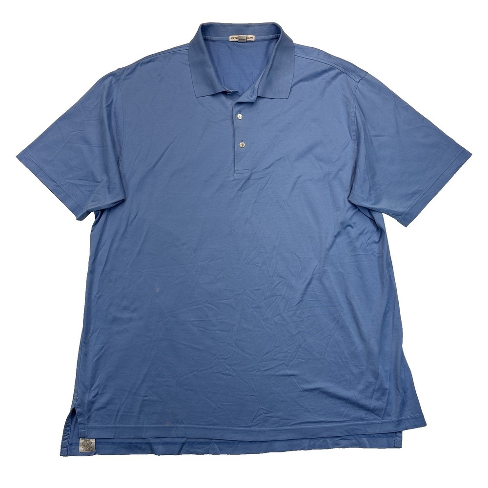 Peter Millar Polo Shirt Mens XL Blue 100% Cotton Short Sleeve Golf